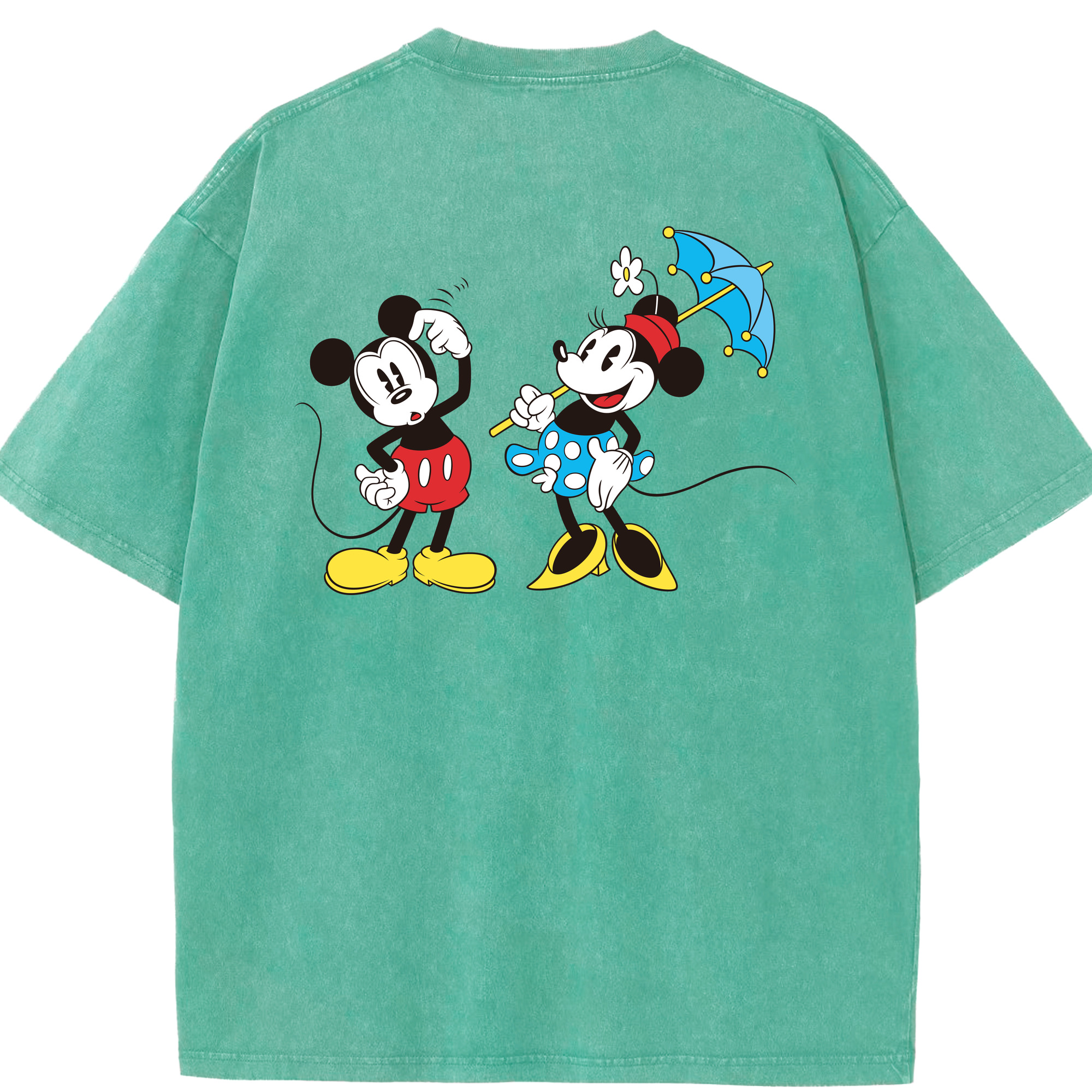 （画像用） ミッキーマウス Mickey Mouse 綿100% ヴィンテージ風 半袖Tシャツ（背面プリント）